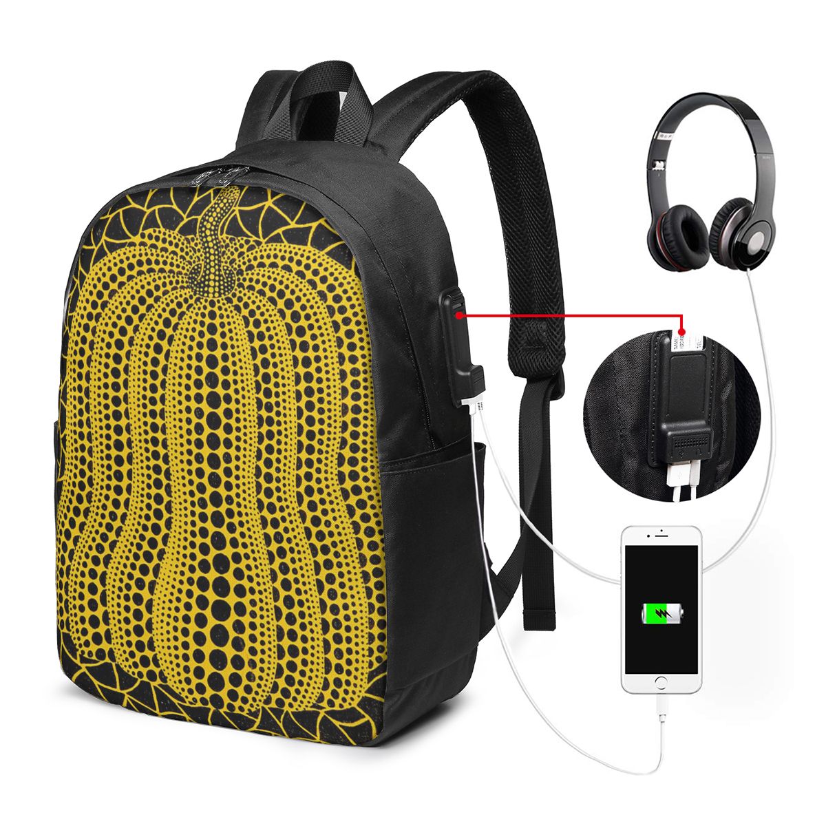 Laptop Bag - Yayoi Kusama Pumpkin Abstract Art Backpack