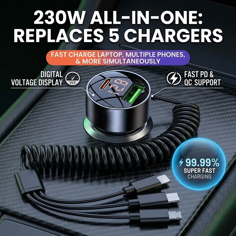 Pengisi daya mobil 3-in-1 deng - Laptop Charger ulasan dan harga